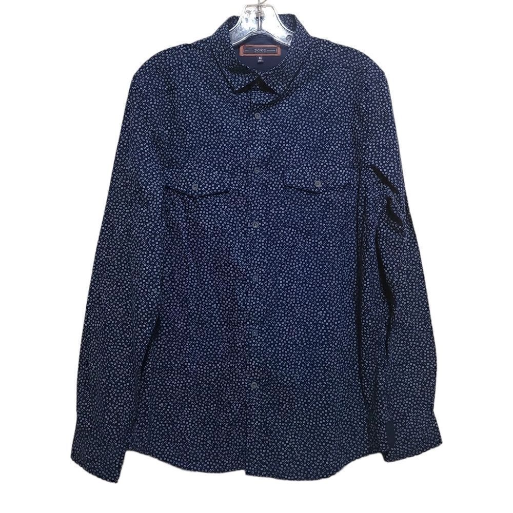 PD&C Men's Blue LongSleeve Button Down Shirt Sz Medium